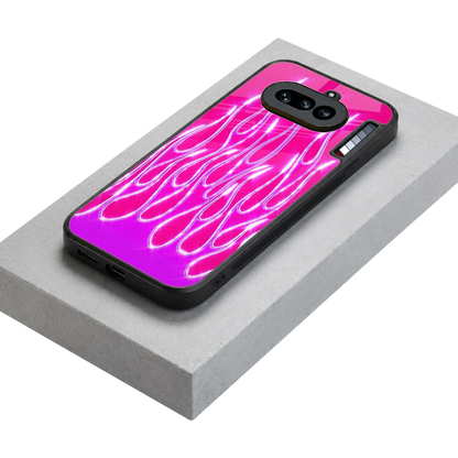 Flames Hot Pink stylish phone case for nothing phone 4a | glossy glass and slim fit