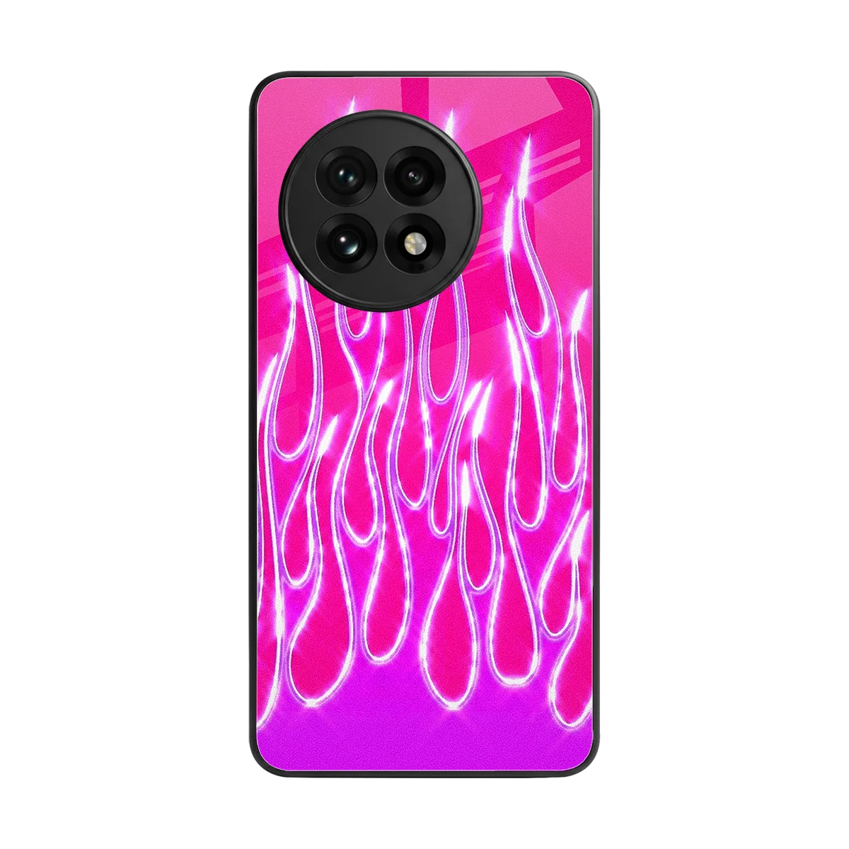 Flames Hot Pink back phone cover | glass case for oneplus 13r