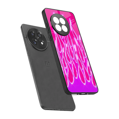 Flames Hot Pink sleek oneplus 13r cover with tempered glass back and TPU edges