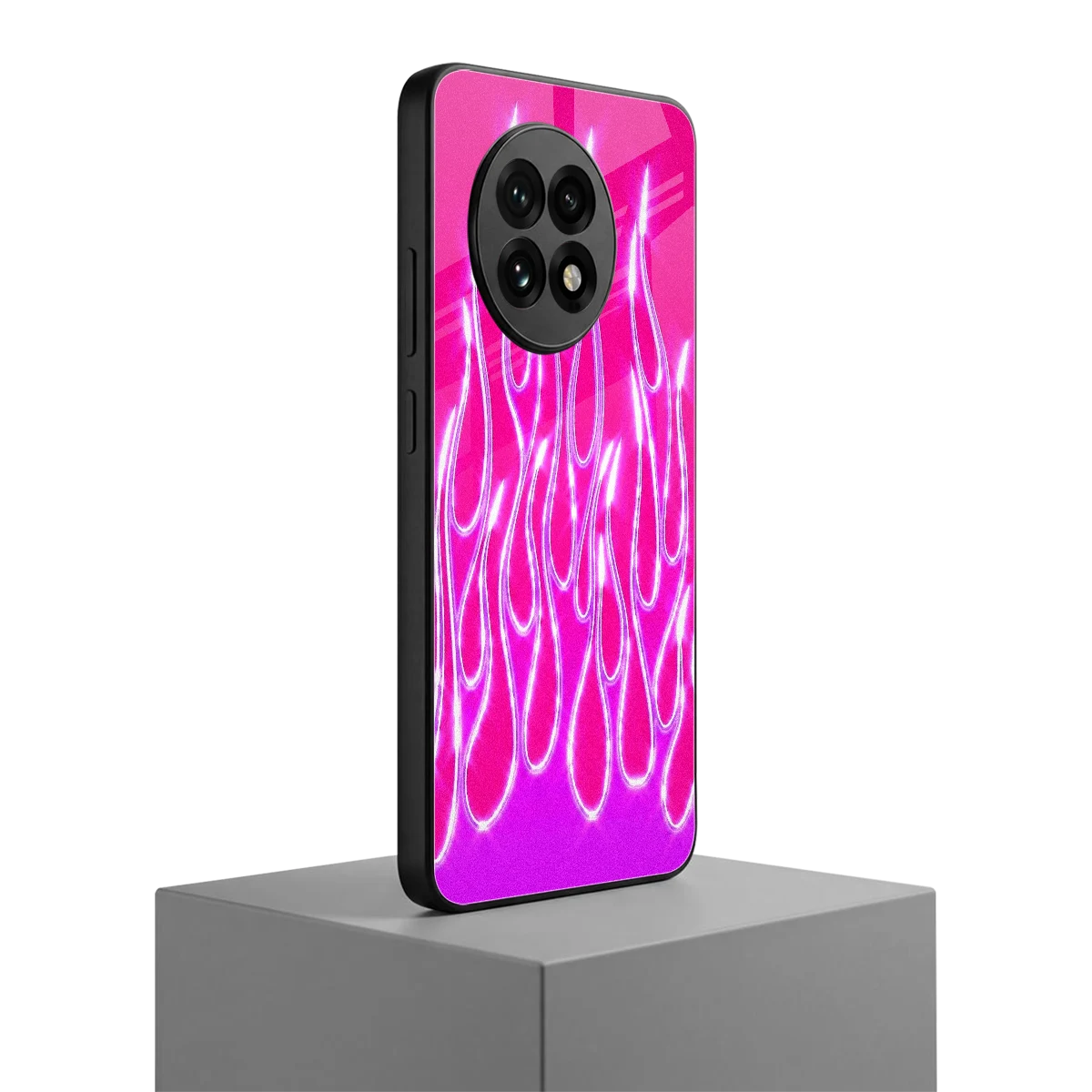 Flames Hot Pink oneplus 13r mobile cover | shockproof glass phone case