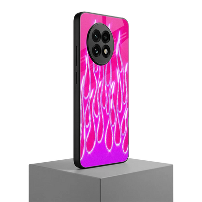 Flames Hot Pink oneplus 13r mobile cover | shockproof glass phone case