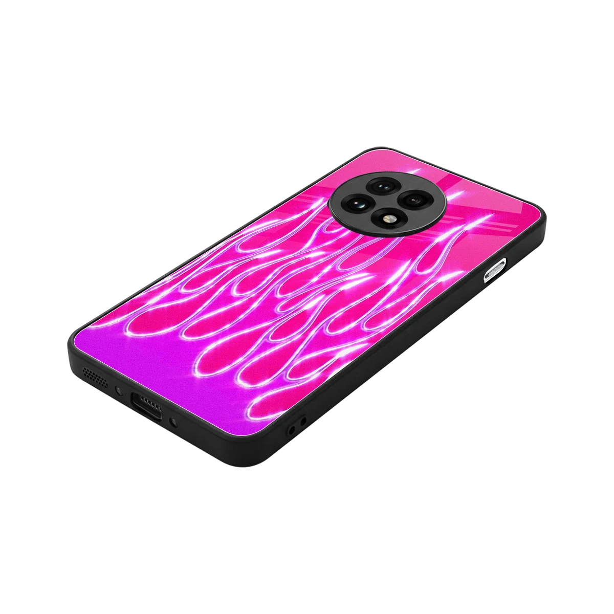 Flames Hot Pink stylish phone case for oneplus 13r | glossy glass and slim fit