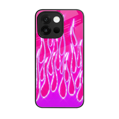 Flames Hot Pink back phone cover | glass case for oneplus 13s