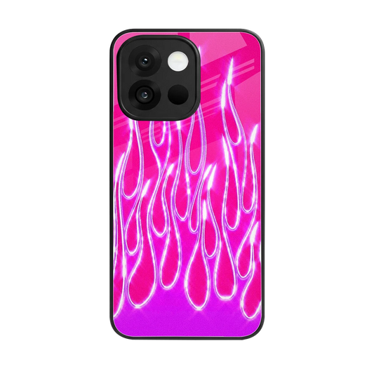 Flames Hot Pink back phone cover | glass case for oneplus 13s