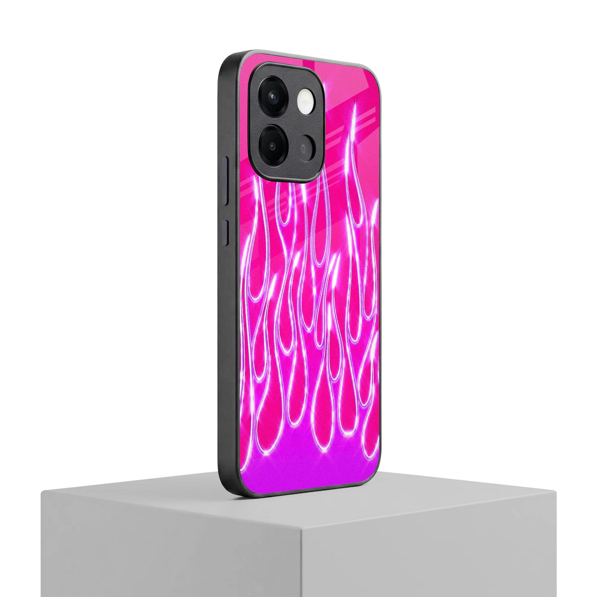 Flames Hot Pink oneplus 13s mobile cover | shockproof glass phone case