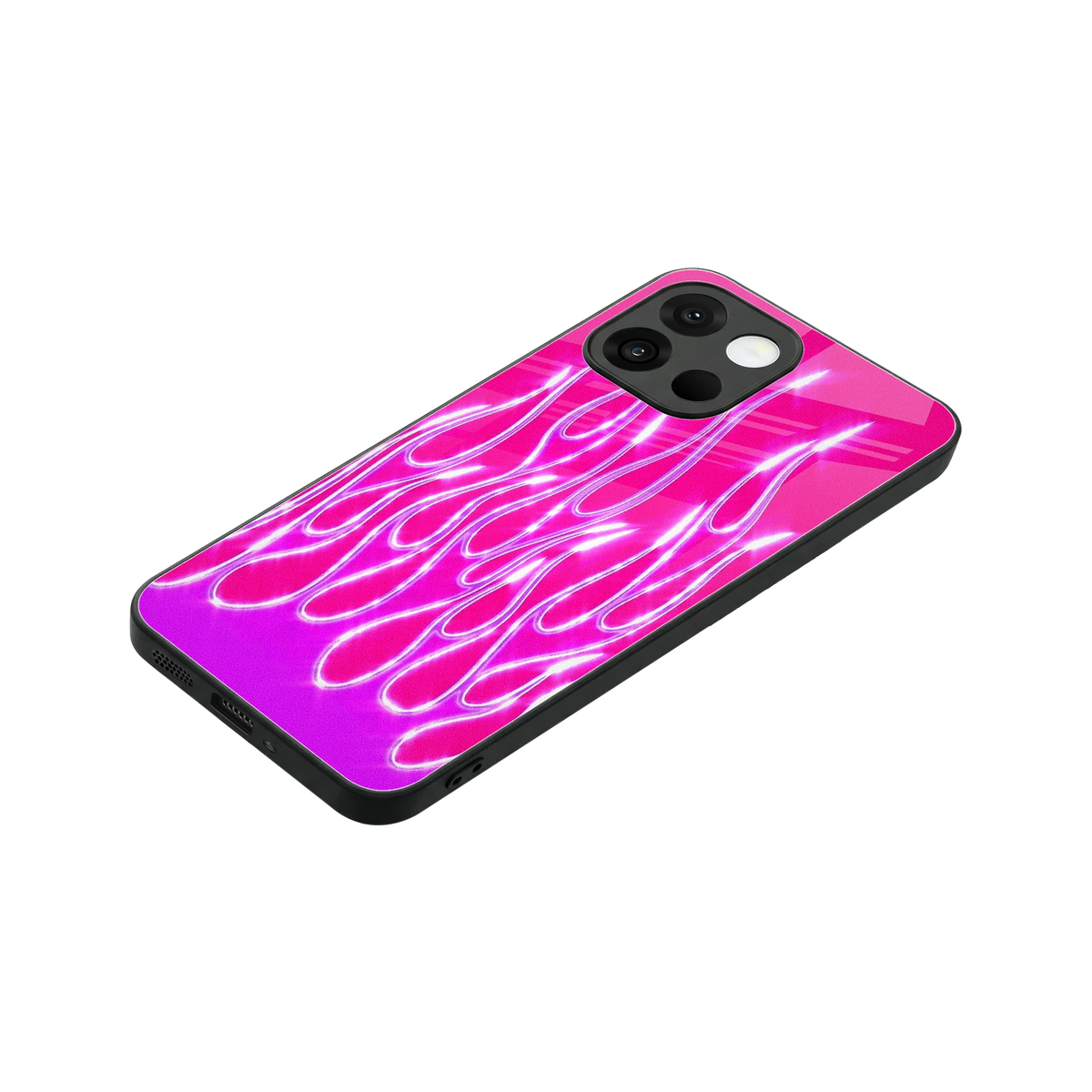 Flames Hot Pink stylish phone case for oneplus 13s | glossy glass and slim fit