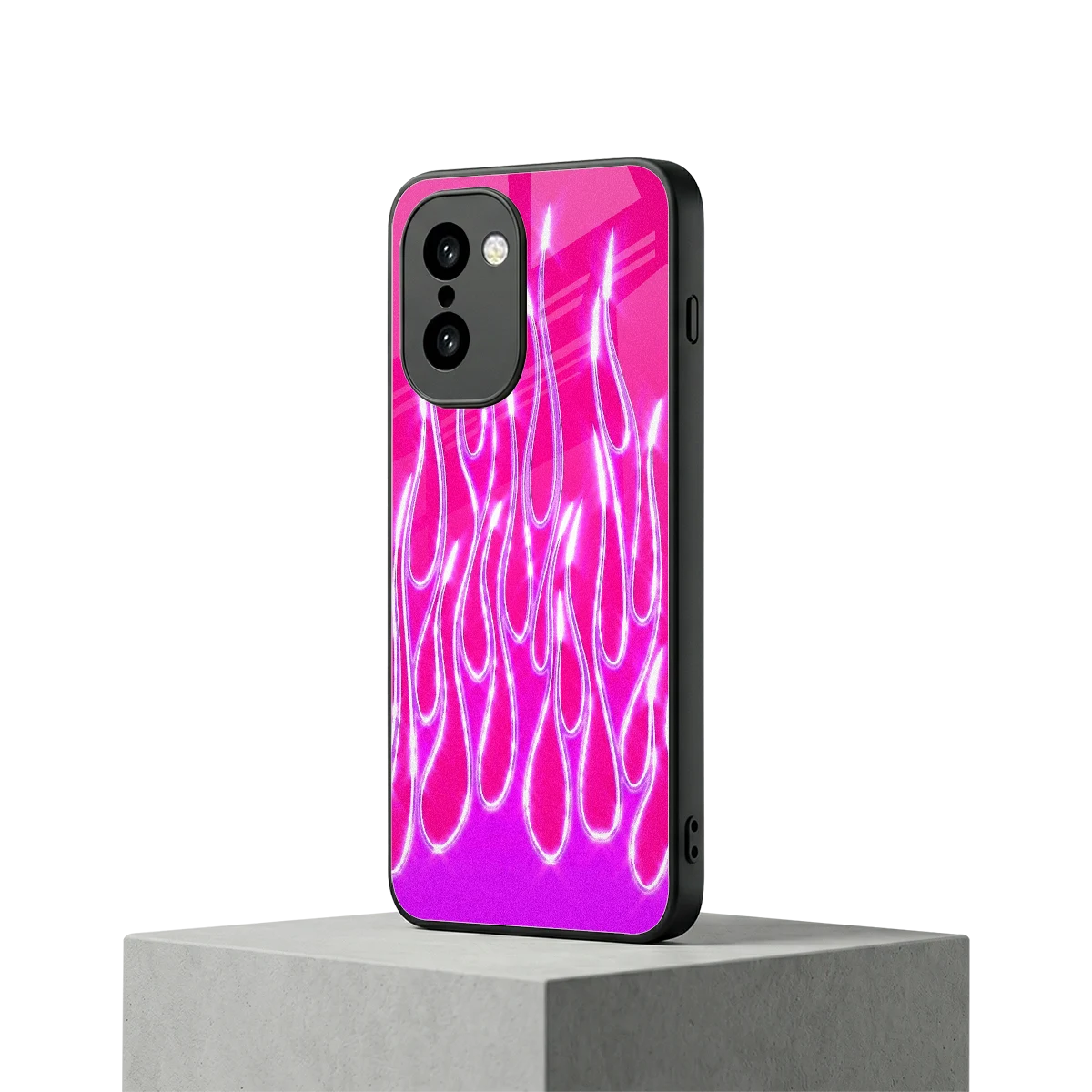 Flames Hot Pink oneplus 15r mobile cover | shockproof glass phone case