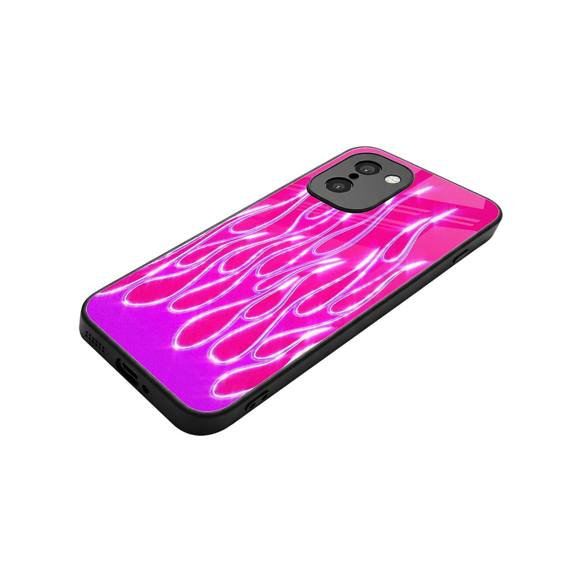 Flames Hot Pink stylish phone case for oneplus 15r | glossy glass and slim fit