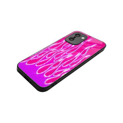 Flames Hot Pink stylish phone case for oneplus 15r | glossy glass and slim fit