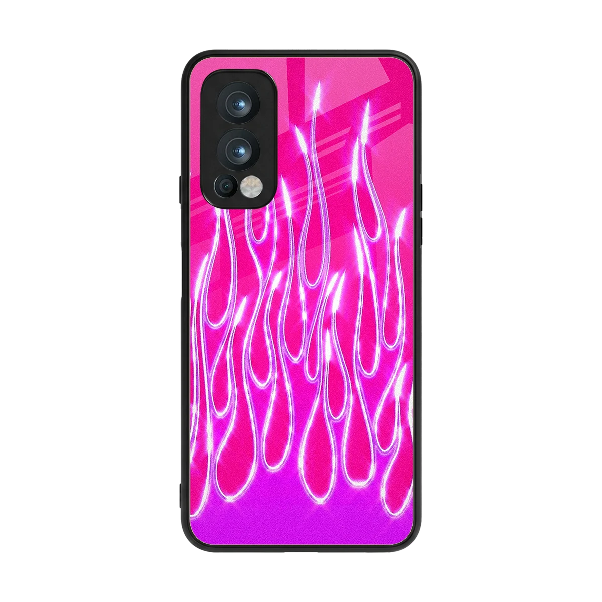 Flames Hot Pink back phone cover | glass case for oneplus nord 2