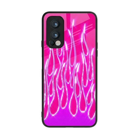 Flames Hot Pink back phone cover | glass case for oneplus nord 2