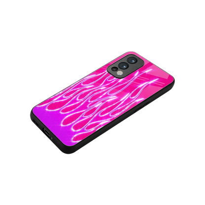 Flames Hot Pink stylish phone case for oneplus nord 2 | glossy glass and slim fit