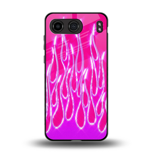 Flames Hot Pink back phone cover | glass case for oneplus nord 4