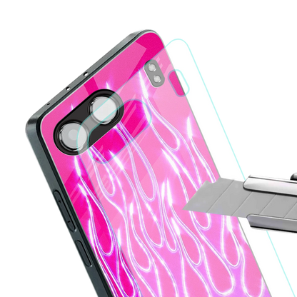Flames Hot Pink stylish phone case for oneplus nord 4 | glossy glass and slim fit