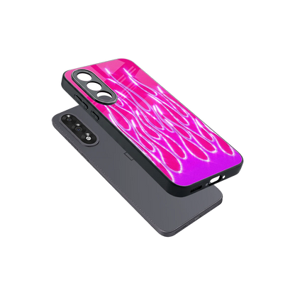 Flames Hot Pink sleek oneplus nord 5 cover with tempered glass back and TPU edges