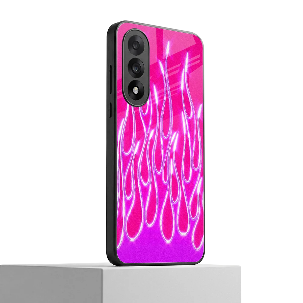 Flames Hot Pink oneplus nord 5 mobile cover | shockproof glass phone case