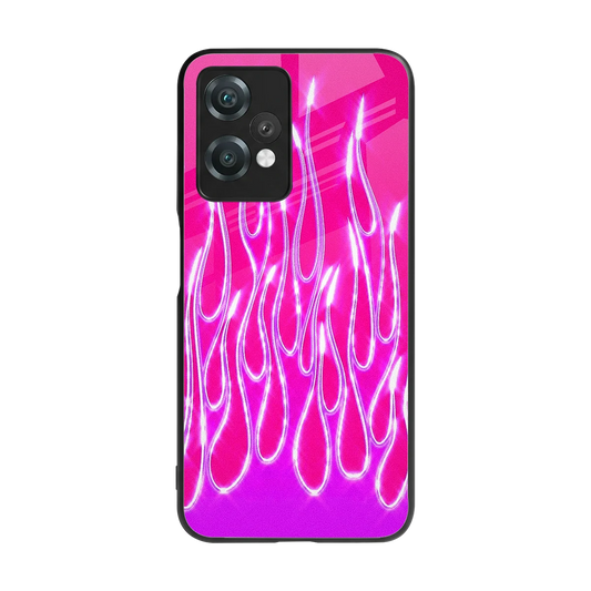 Flames Hot Pink back phone cover | glass case for oneplus nord ce 2 lite