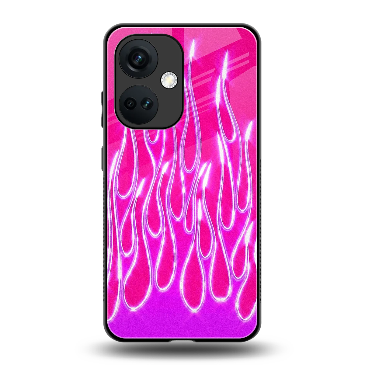 Flames Hot Pink back phone cover | glass case for oneplus nord ce 3
