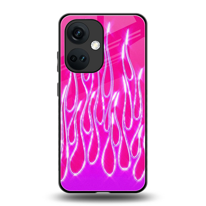 Flames Hot Pink back phone cover | glass case for oneplus nord ce 3