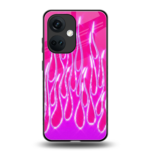 Flames Hot Pink back phone cover | glass case for oneplus nord ce 3