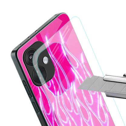 Flames Hot Pink stylish phone case for oneplus nord ce 3 | glossy glass and slim fit
