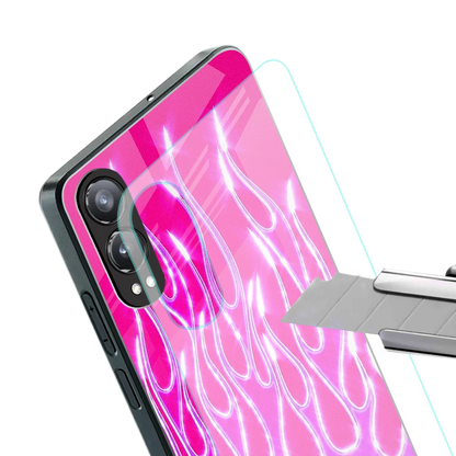 Flames Hot Pink stylish phone case for oneplus nord ce 4 lite | glossy glass and slim fit