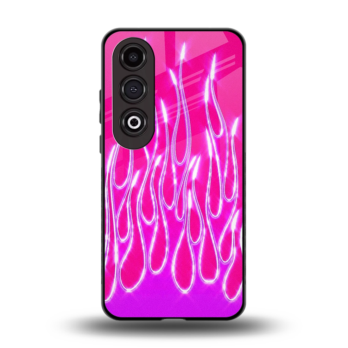 Flames Hot Pink back phone cover | glass case for oneplus nord ce 4