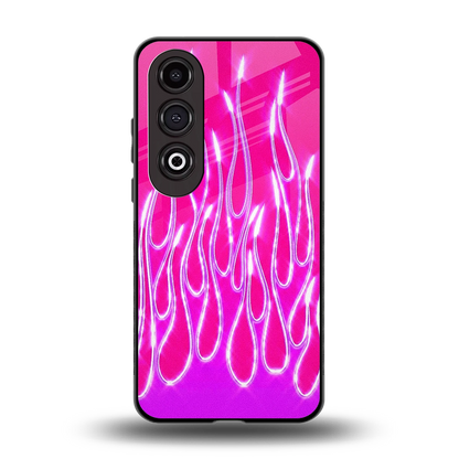 Flames Hot Pink back phone cover | glass case for oneplus nord ce 4