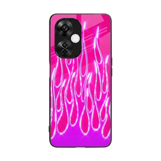 Flames Hot Pink back phone cover | glass case for oneplus nord ce 3 lite