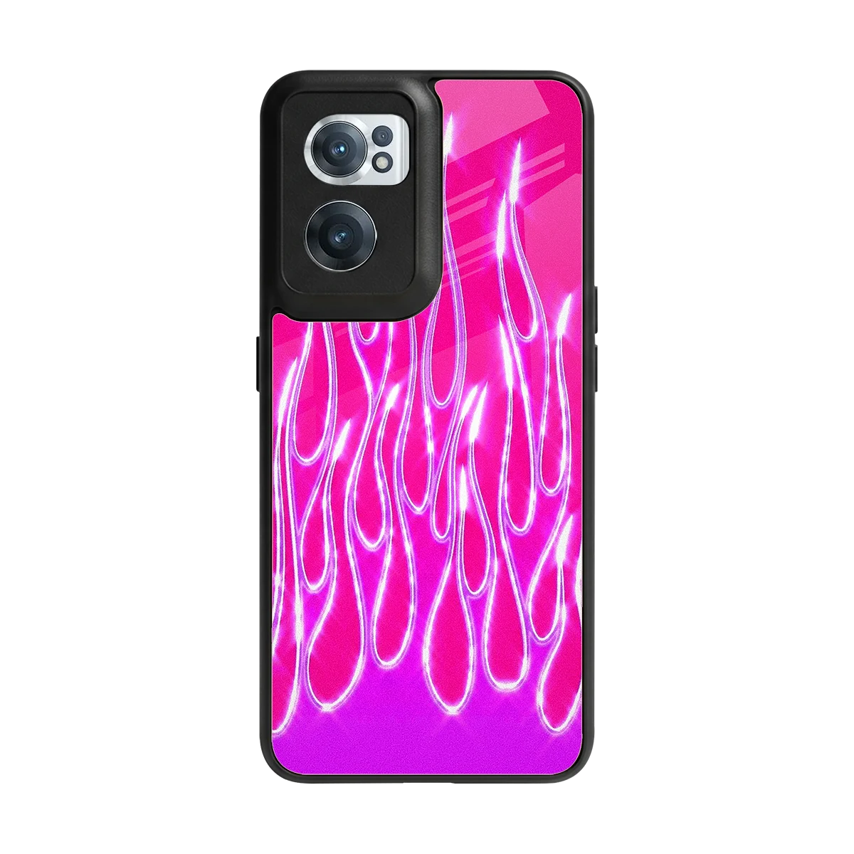 Flames Hot Pink back phone cover | glass case for oneplus nord ce 2