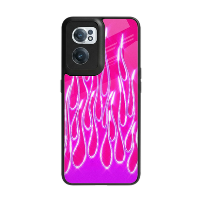 Flames Hot Pink back phone cover | glass case for oneplus nord ce 2