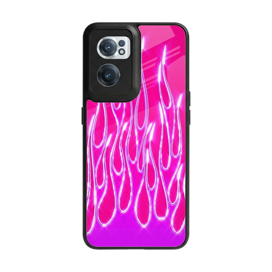 Flames Hot Pink back phone cover | glass case for oneplus nord ce 2