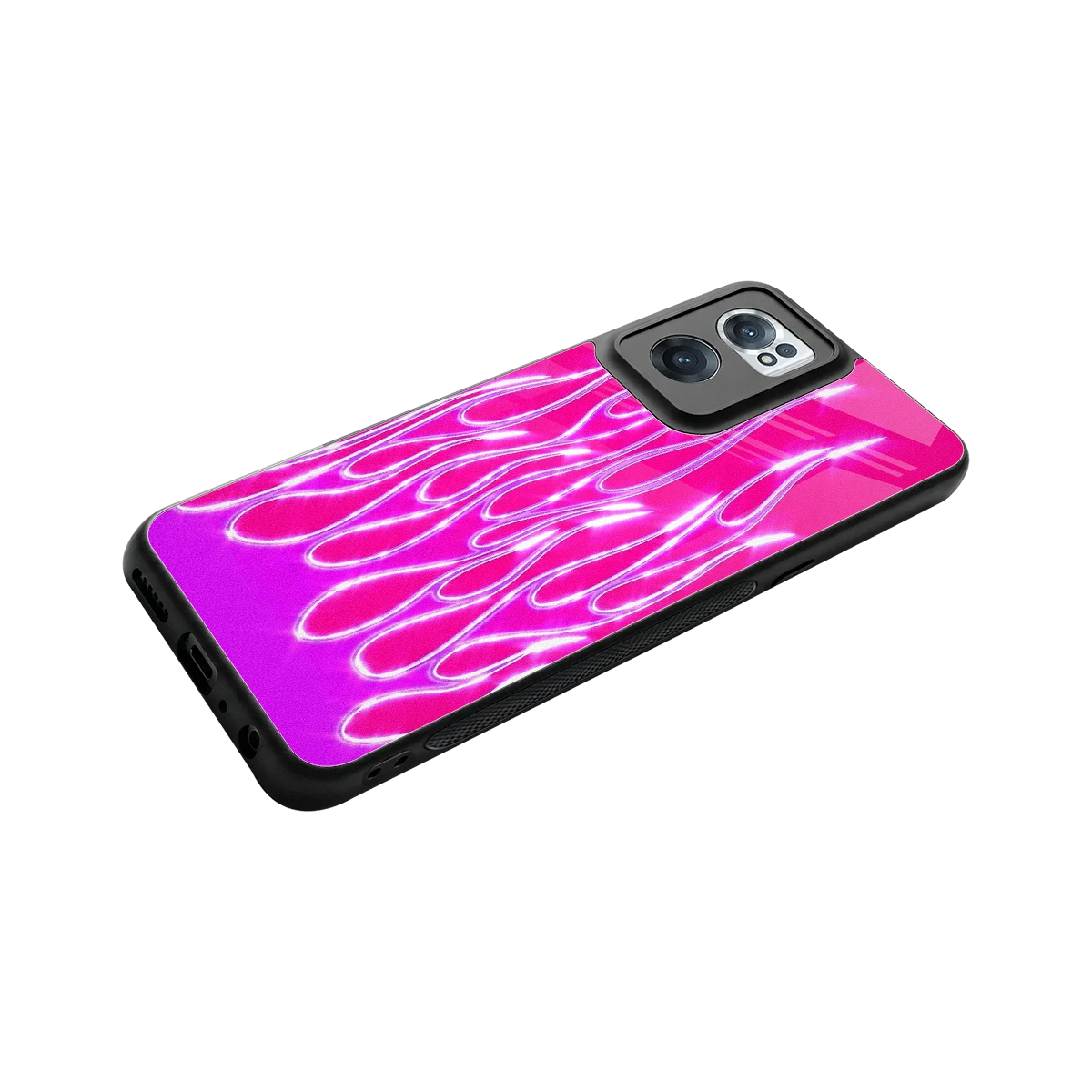 Flames Hot Pink stylish phone case for oneplus nord ce 2 | glossy glass and slim fit
