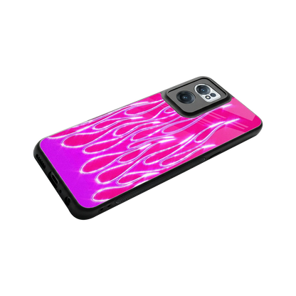 Flames Hot Pink stylish phone case for oneplus nord ce 2 | glossy glass and slim fit