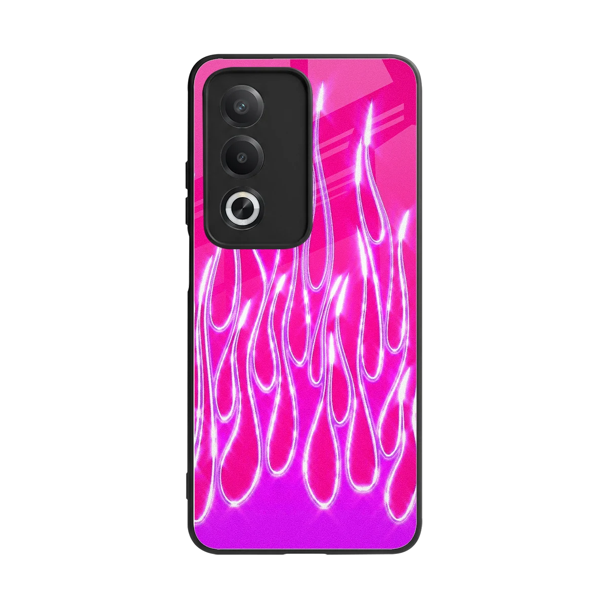 Flames Hot Pink back phone cover | glass case for oppo a3 pro