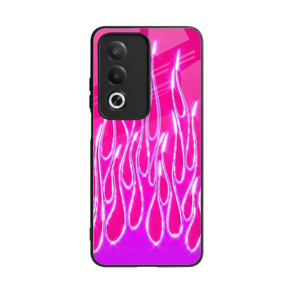 Flames Hot Pink back phone cover | glass case for oppo a3 pro