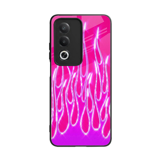 Flames Hot Pink back phone cover | glass case for oppo a3 pro