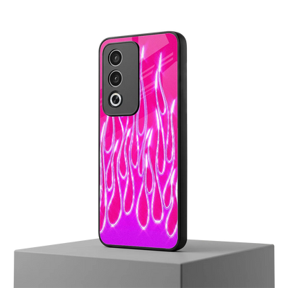 Flames Hot Pink oppo a3 pro mobile cover | shockproof glass phone case