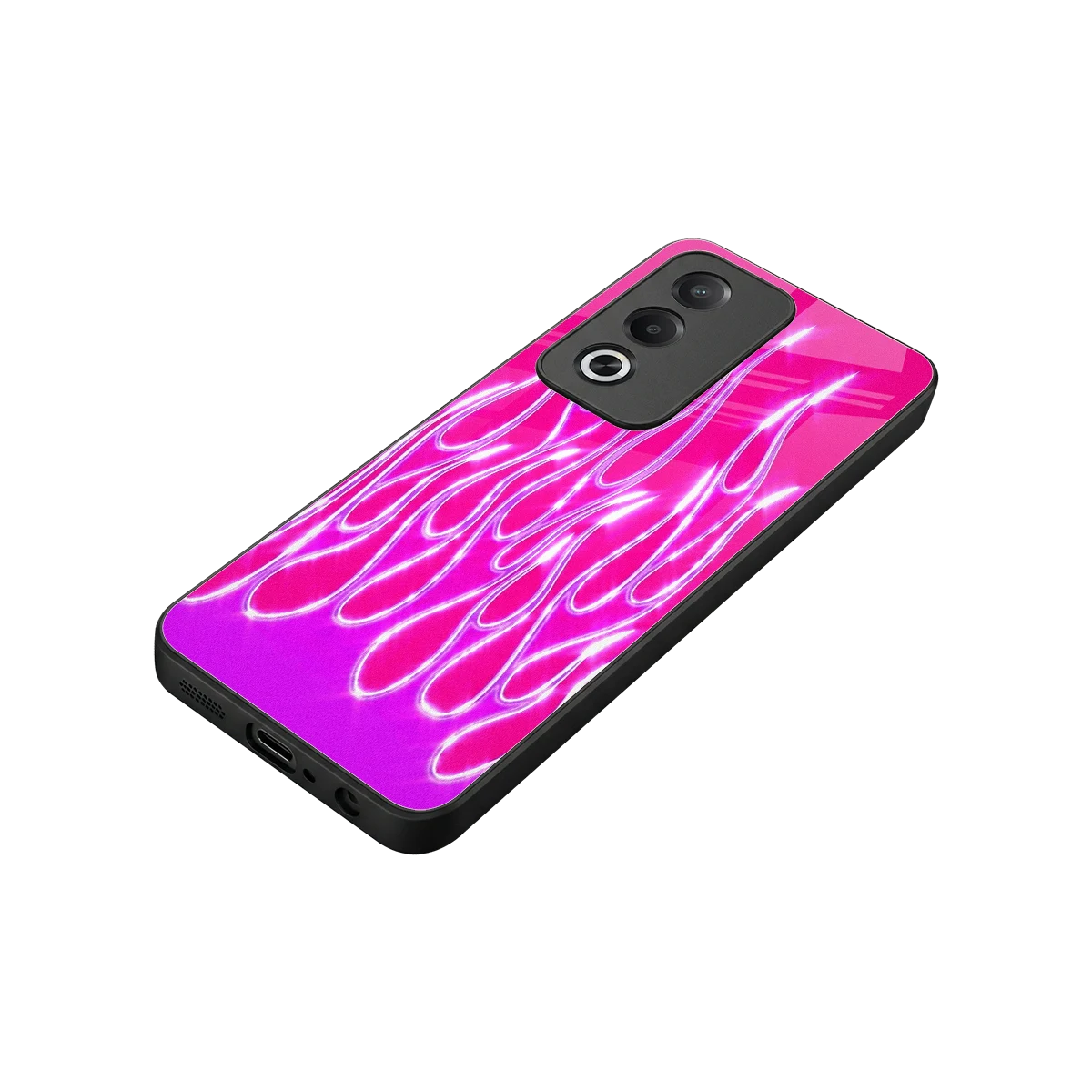 Flames Hot Pink stylish phone case for oppo a3 pro | glossy glass and slim fit