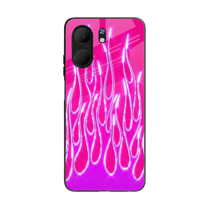 Flames Hot Pink back phone cover | glass case for oppo a5x 5g