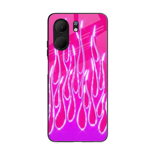 Flames Hot Pink back phone cover | glass case for oppo a5x 5g