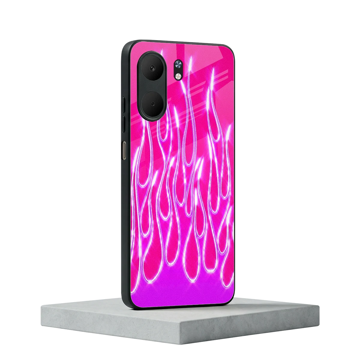 Flames Hot Pink oppo a5x 5g mobile cover | shockproof glass phone case
