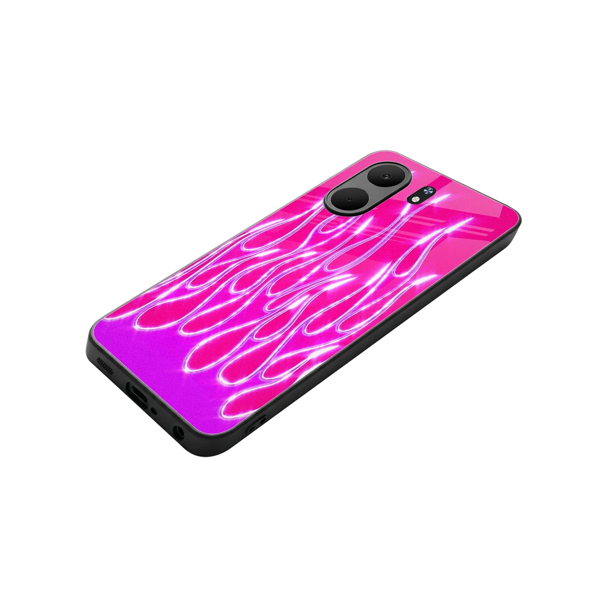 Flames Hot Pink stylish phone case for oppo a5x 5g | glossy glass and slim fit