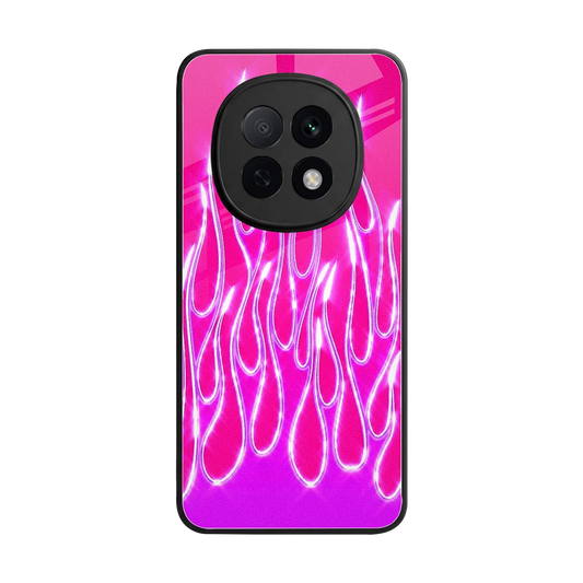 Flames Hot Pink back phone cover | glass case for oppo f29 pro 5g
