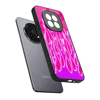 Flames Hot Pink sleek oppo f29 pro 5g cover with tempered glass back and TPU edges