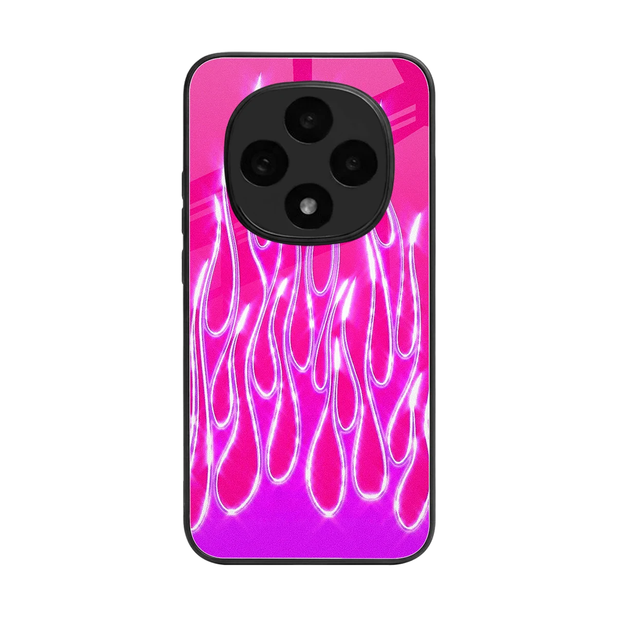 Flames Hot Pink back phone cover | glass case for oppo f31 pro 5g