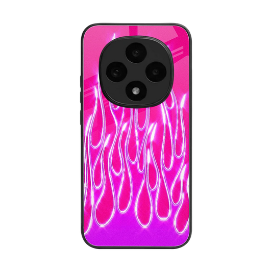 Flames Hot Pink back phone cover | glass case for oppo f31 pro 5g