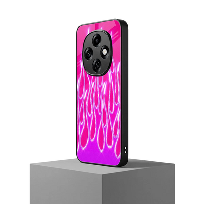 Flames Hot Pink oppo f31 pro 5g mobile cover | shockproof glass phone case