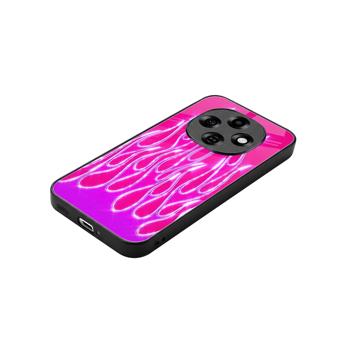 Flames Hot Pink stylish phone case for oppo f31 pro 5g | glossy glass and slim fit