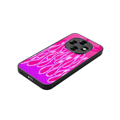 Flames Hot Pink stylish phone case for oppo f31 pro 5g | glossy glass and slim fit